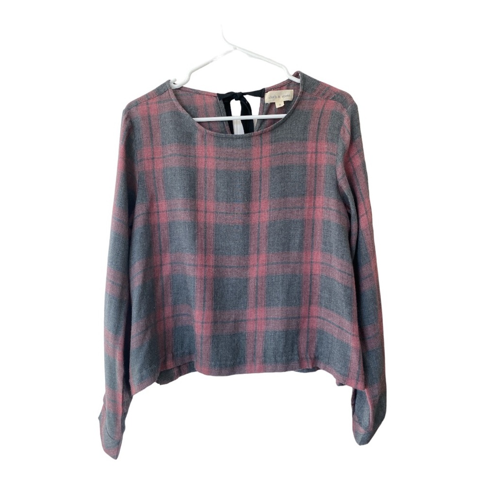 Cloth & Stone women’s plaid blouse with tie in back size S